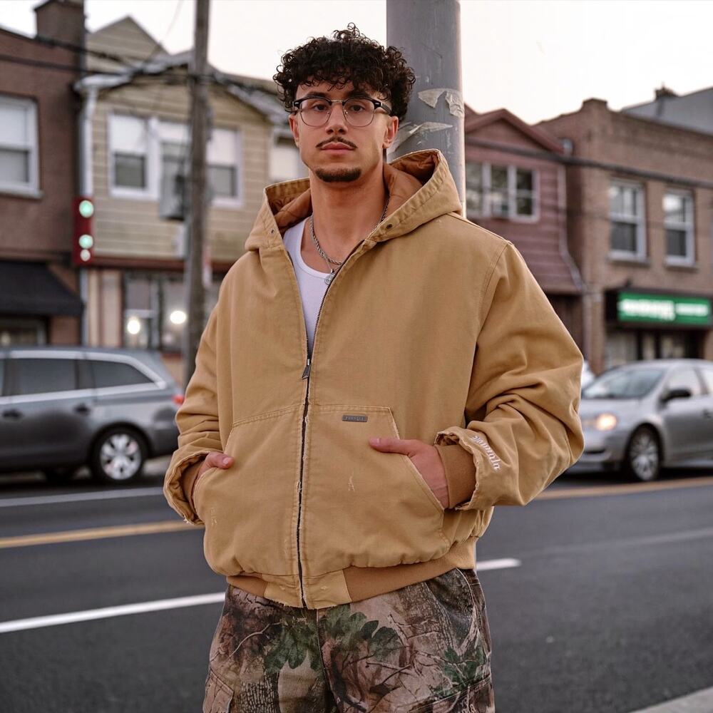 YoungLA 5029 Yellowstone Distressed Canvas Hooded Jacket Tan M